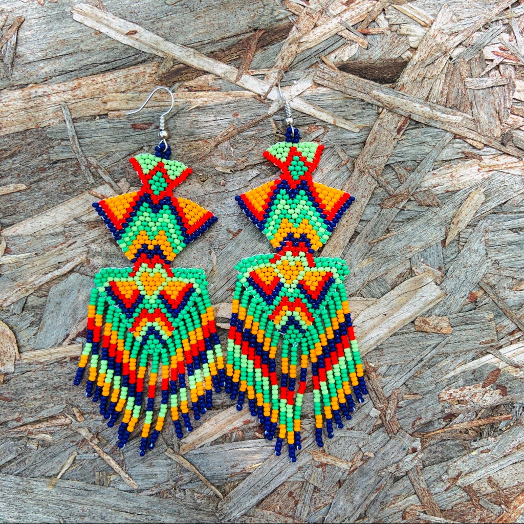 Adelita Huichol Beaded Earrings Handmade E-223 21$